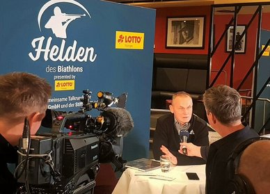 Former national women's coach Gerald Hönig was one of a total of eleven "heroes of the biathlon" who had their say at the talk series as part of the BMW IBU World Championships Biathlon 2023 in Oberhof. Photo source: Oberhof Sport und Event GmbH