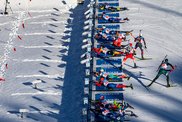 Biathletes at the shooting range